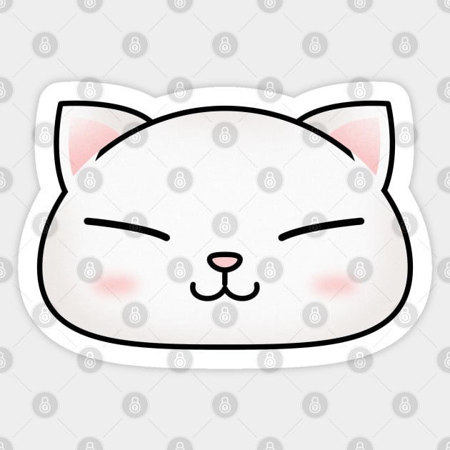 Cute White Cat Face Sticker by Takeda_Art